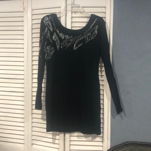 Black long sleeve dress with sequins. - Picture 1 of 2